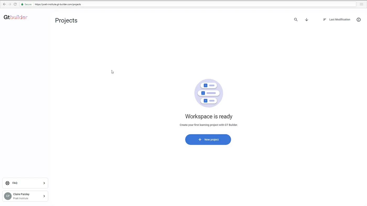 Proposed redesign showing a single Create New Project button